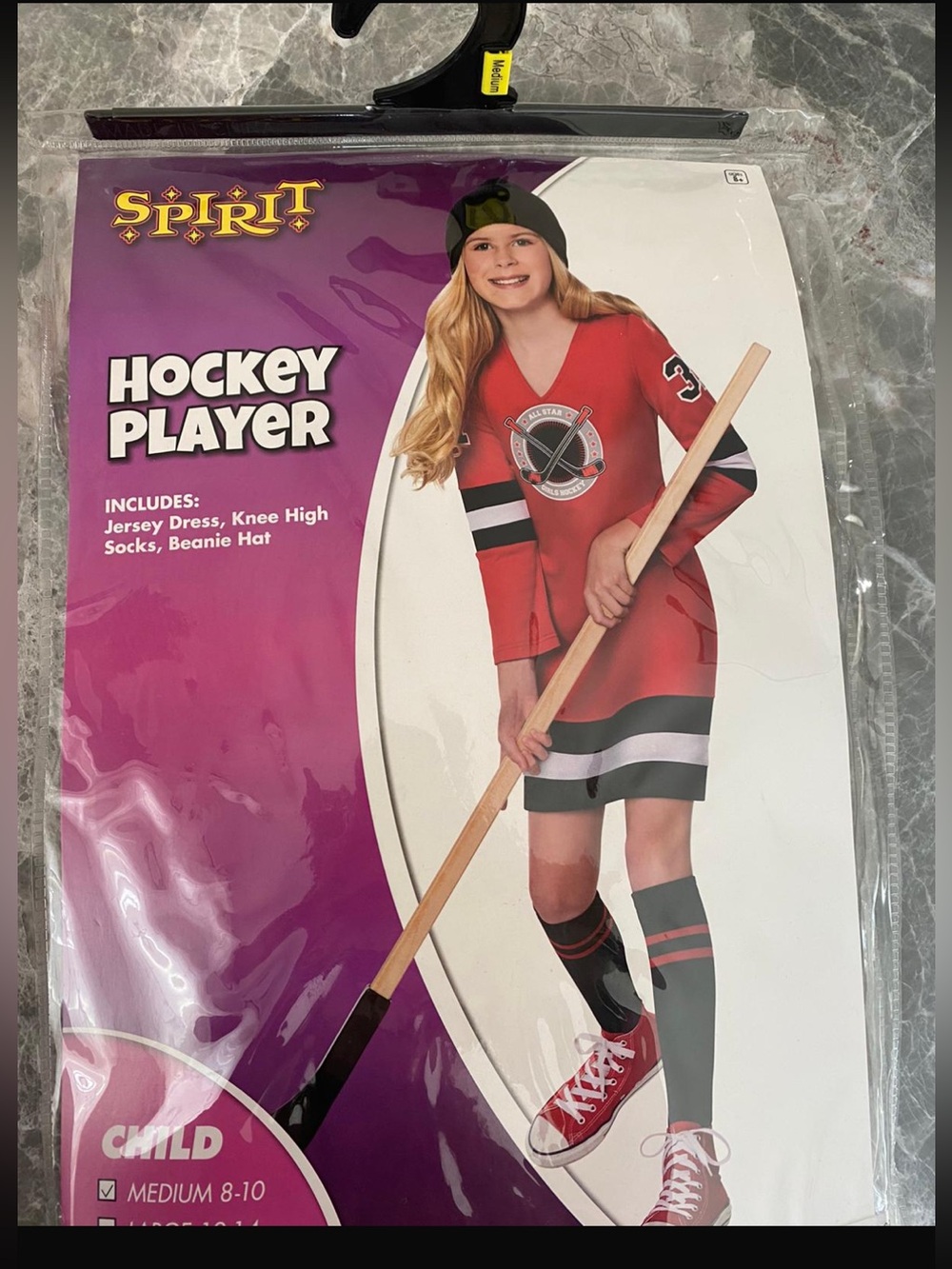 Spirit Kids Hockey Player Costume - Girls Medium 8-10 Halloween Costume